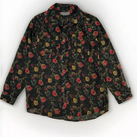 UO Staring At Stars Button Up Shirt Womens Floral Dark Abstract XS - Picture 1 of 6